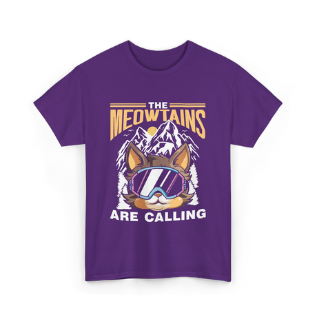 The Meowtains Are Calling Mountain Cat T-Shirt - Purple