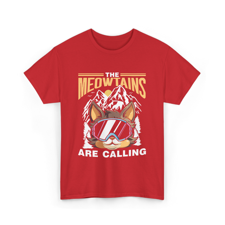 The Meowtains Are Calling Mountain Cat T-Shirt - Red