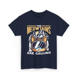 The Meowtains Are Calling Mountain Cat T-Shirt - Navy