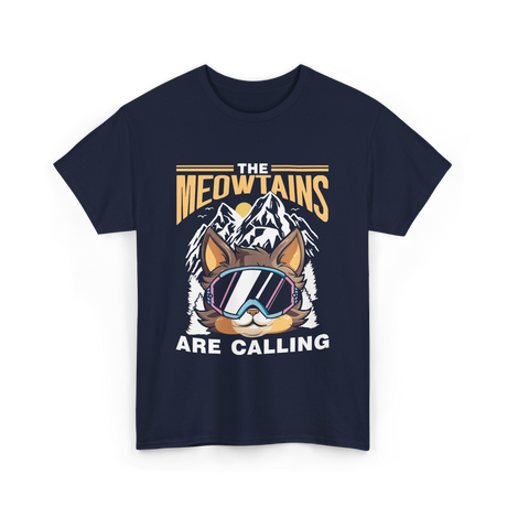 The Meowtains Are Calling Mountain Cat T-Shirt - Navy