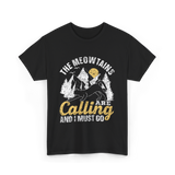 The Meowtains Are Calling Mountain T-Shirt - Black