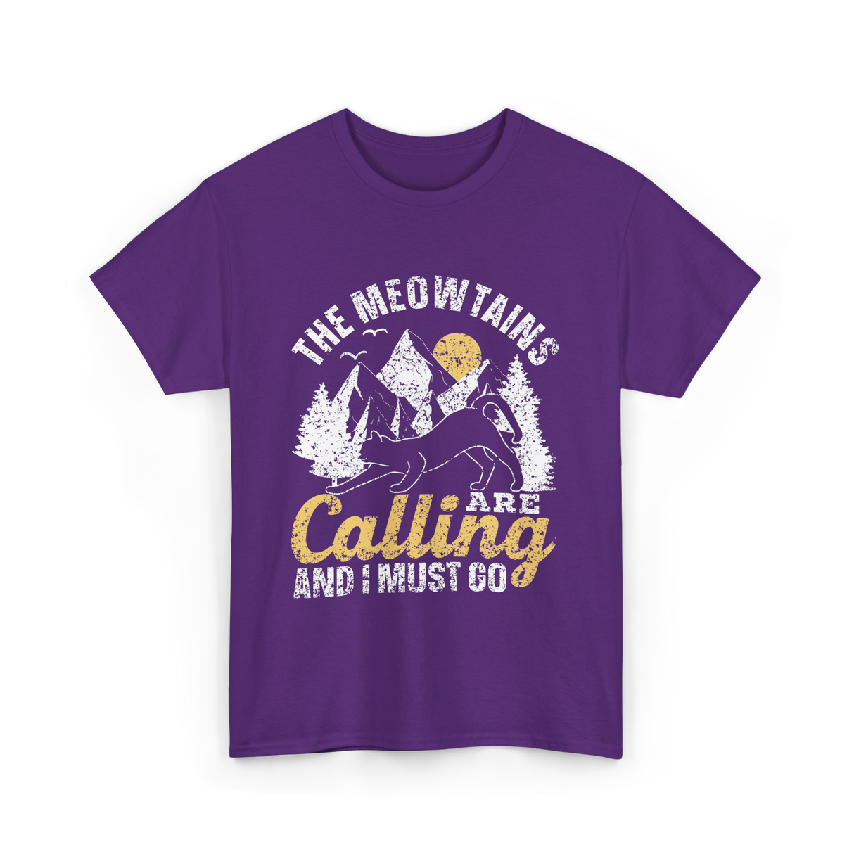 The Meowtains Are Calling Mountain T-Shirt - Purple