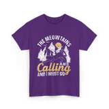 The Meowtains Are Calling Mountain T-Shirt - Purple