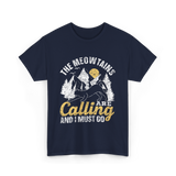 The Meowtains Are Calling Mountain T-Shirt - Navy