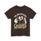 The Meowtains Are Calling Mountain T-Shirt - Dark Chocolate