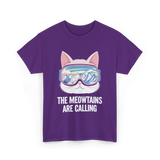 The Meowtains Are Calling Skiing Snowboarding T-Shirt - Purple