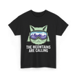 The Meowtains Are Calling Skiing T-Shirt - Black