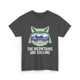 The Meowtains Are Calling Skiing T-Shirt - Dark Heather