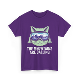 The Meowtains Are Calling Skiing T-Shirt - Purple