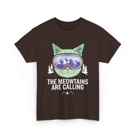 The Meowtains Are Calling Snowboard T-Shirt - Dark Chocolate