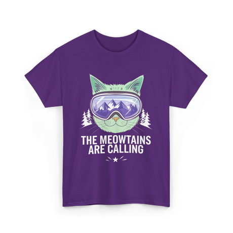 The Meowtains Are Calling Snowboard T-Shirt - Purple