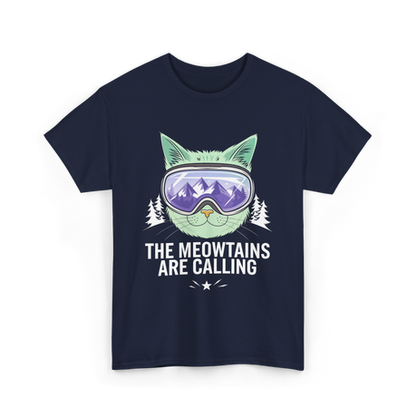 The Meowtains Are Calling Snowboard T-Shirt - Navy