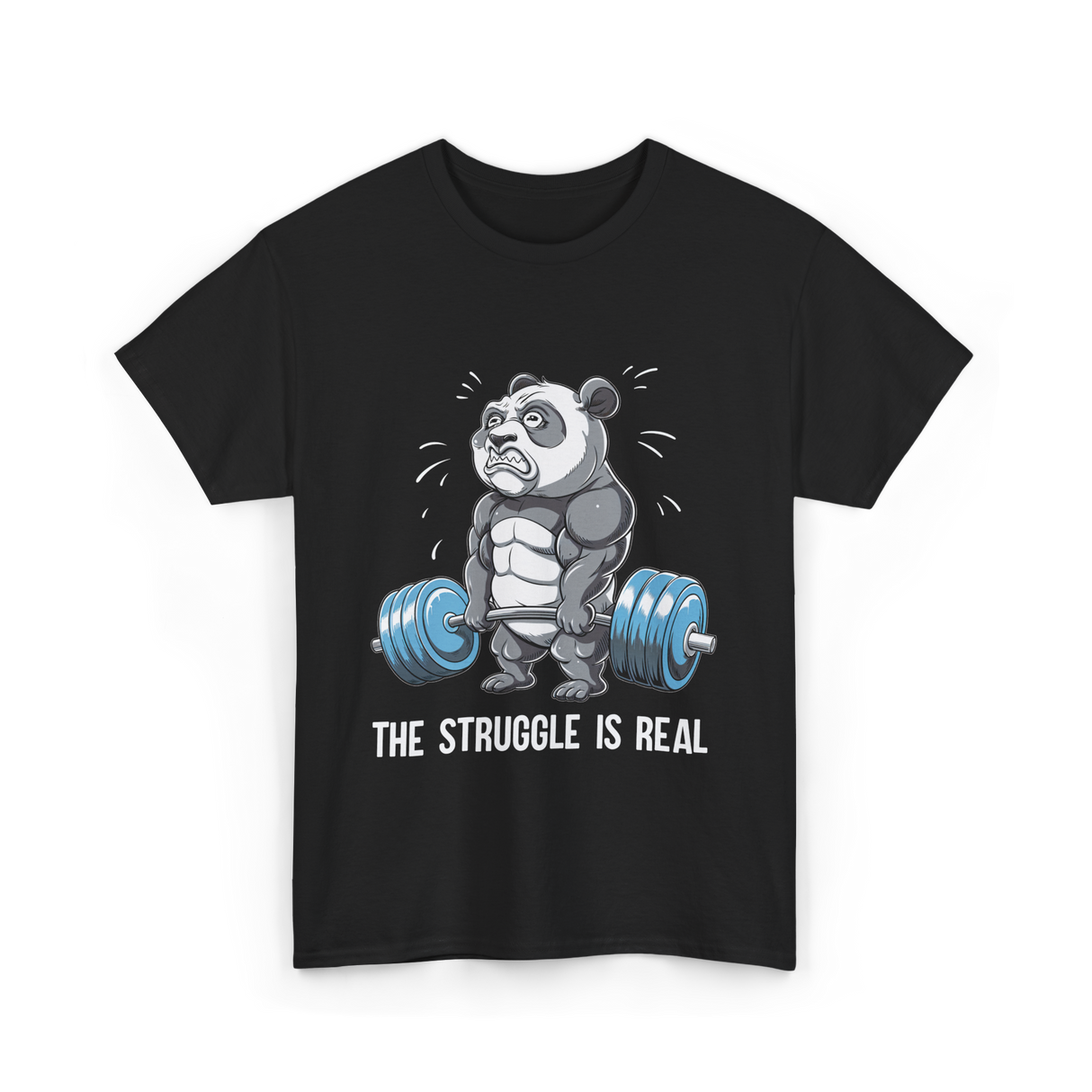 The Struggle Is Real Panda Fitness T-Shirt - Black