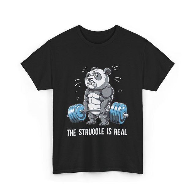 The Struggle Is Real Panda Fitness T-Shirt - Black