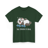 The Struggle Is Real Panda Fitness T-Shirt - Forest Green