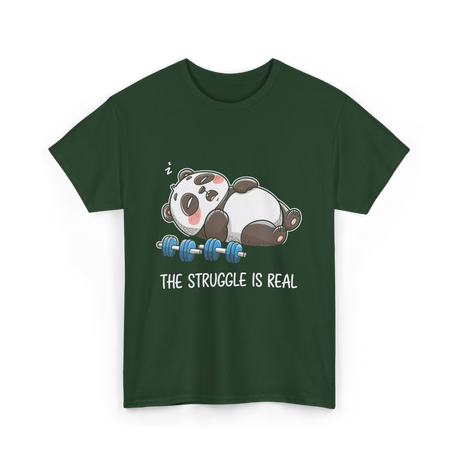 The Struggle Is Real Panda Fitness T-Shirt - Forest Green