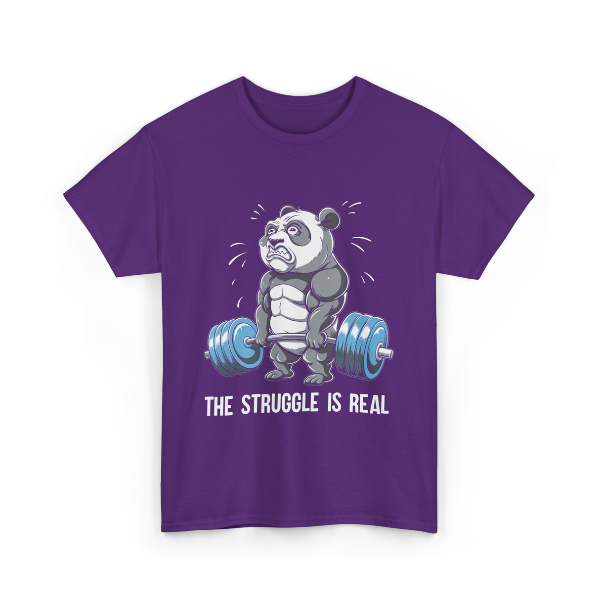 The Struggle Is Real Panda Fitness T-Shirt - Purple