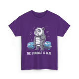 The Struggle Is Real Panda Fitness T-Shirt - Purple