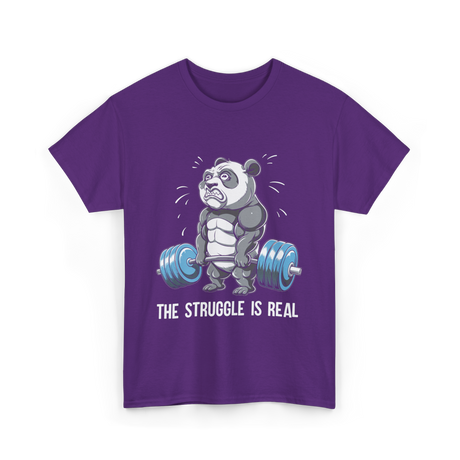 The Struggle Is Real Panda Fitness T-Shirt - Purple