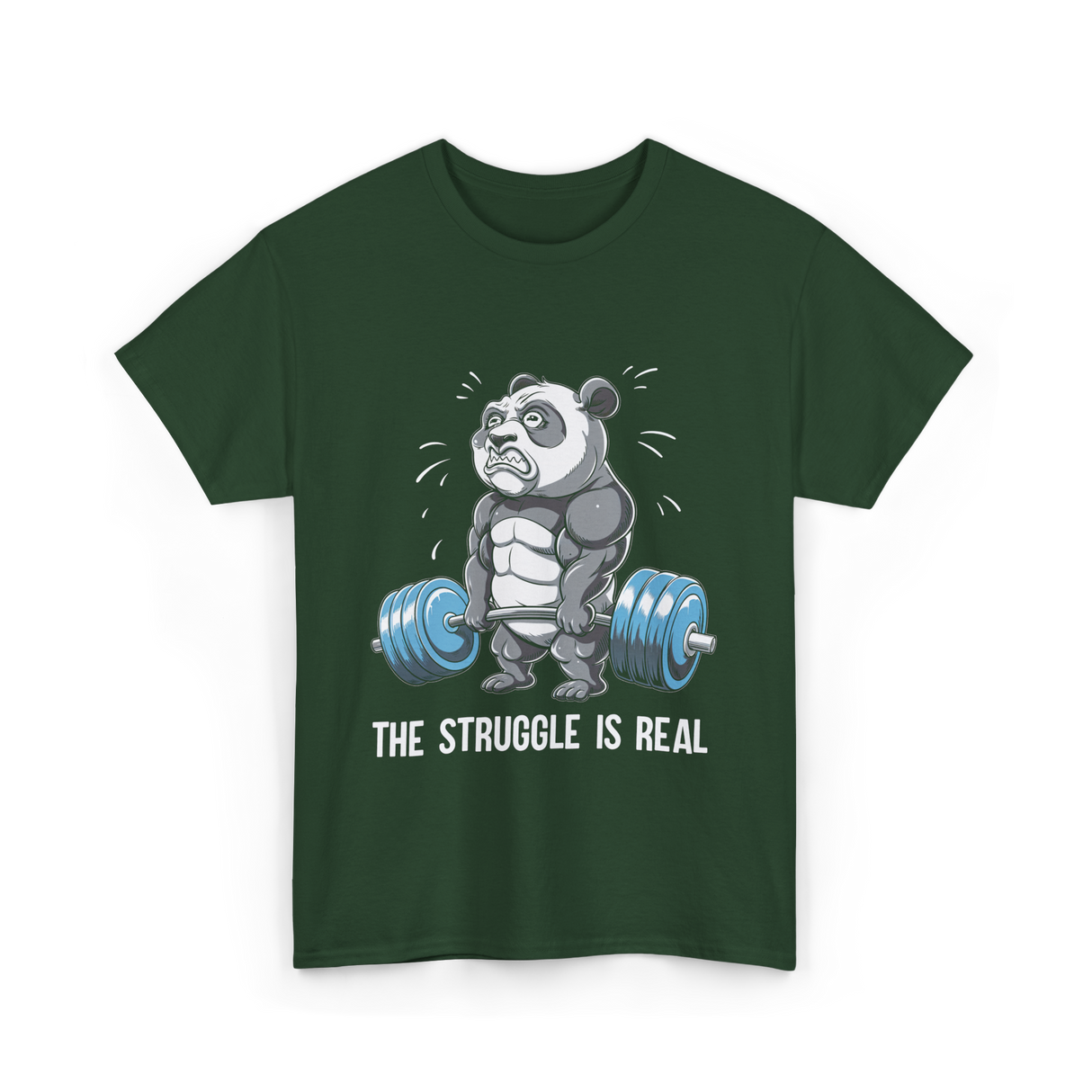 The Struggle Is Real Panda Fitness T-Shirt - Forest Green