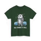 The Struggle Is Real Panda Fitness T-Shirt - Forest Green