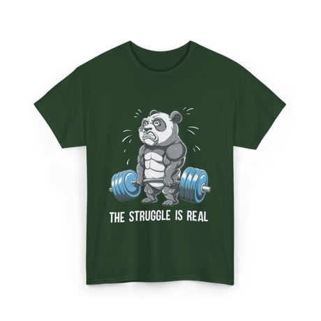 The Struggle Is Real Panda Fitness T-Shirt - Forest Green