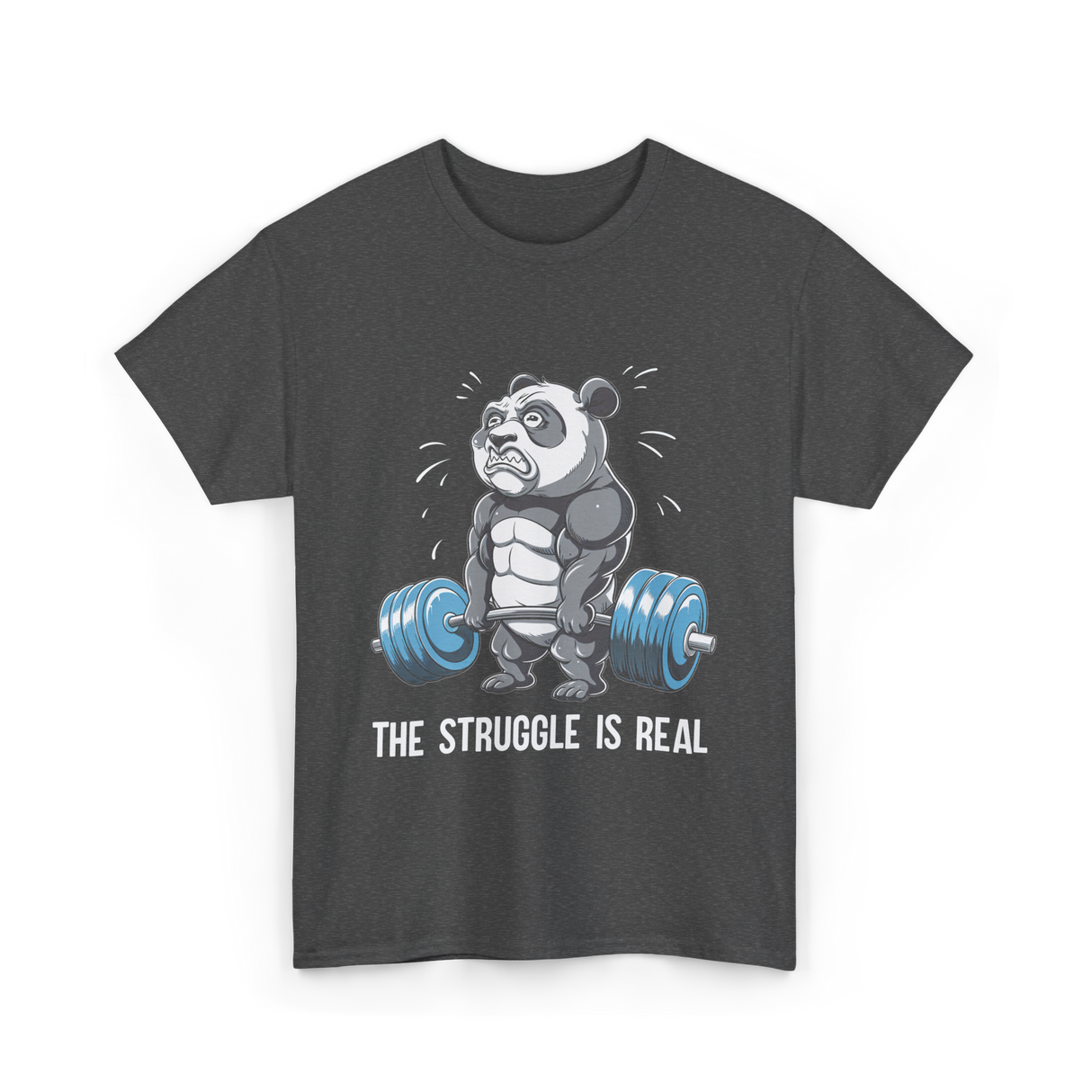 The Struggle Is Real Panda Fitness T-Shirt - Dark Heather