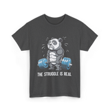 The Struggle Is Real Panda Fitness T-Shirt - Dark Heather