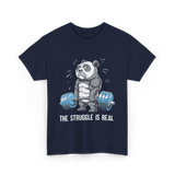 The Struggle Is Real Panda Fitness T-Shirt - Navy