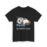 The Struggle Is Real Panda Fitness T-Shirt - Black