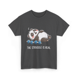 The Struggle Is Real Panda Fitness T-Shirt - Dark Heather