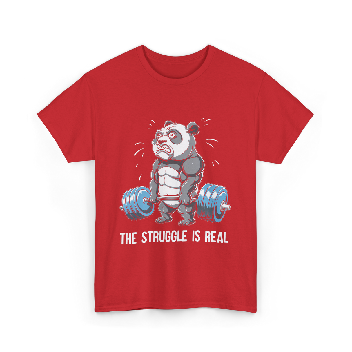 The Struggle Is Real Panda Fitness T-Shirt - Red