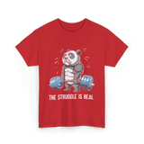 The Struggle Is Real Panda Fitness T-Shirt - Red