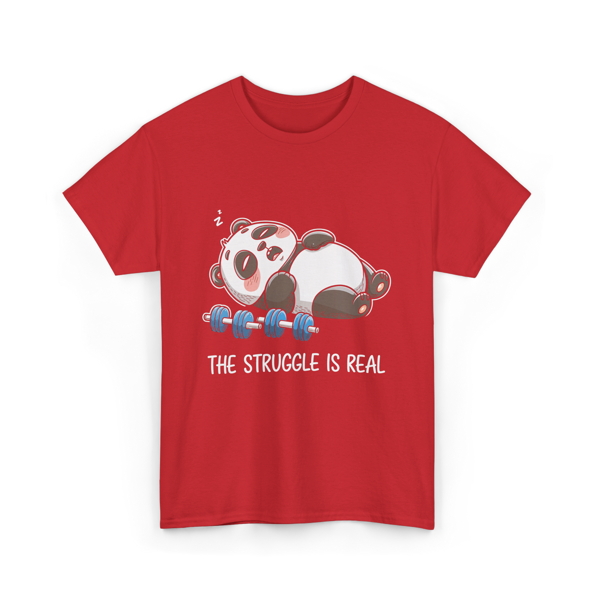 The Struggle Is Real Panda Fitness T-Shirt - Red