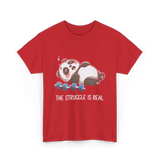 The Struggle Is Real Panda Fitness T-Shirt - Red