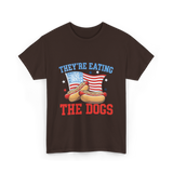 Theyre Eating The Dogs Hot Dog T-Shirt - Dark Chocolate