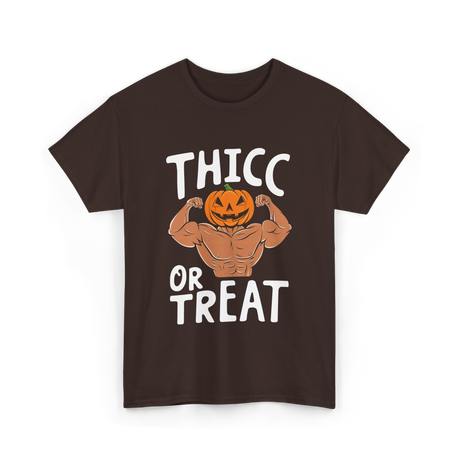 Thicc or Treat Halloween Costume T-Shirt - Dark Chocolate