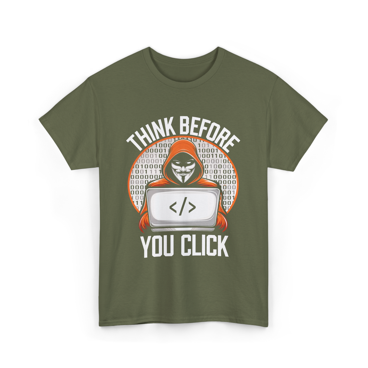 Think Before You Click Cybersecurity T-Shirt - Military Green