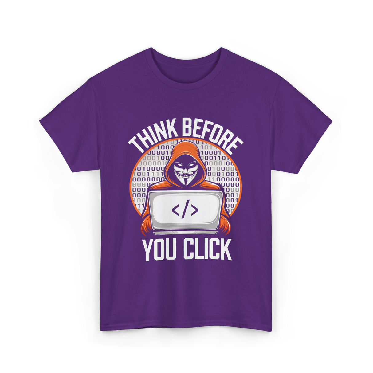 Think Before You Click Cybersecurity T-Shirt - Purple