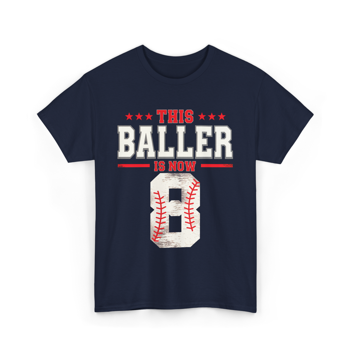 This Baller Is Now 8 Baseball T-Shirt - Navy