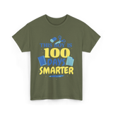 This Boy Is 100 Days Smarter Kids T-Shirt - Military Green