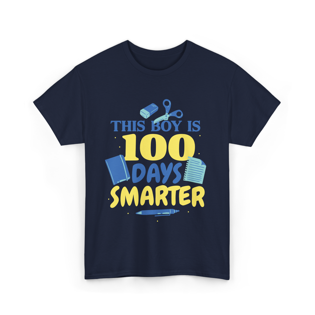 This Boy Is 100 Days Smarter Kids T-Shirt - Navy