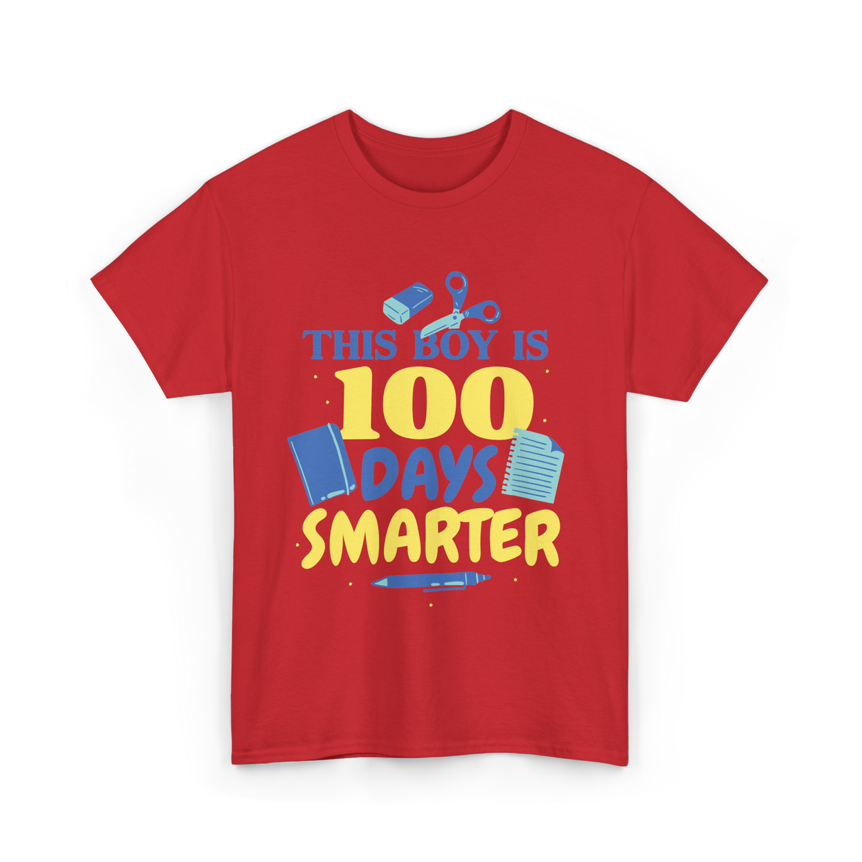 This Boy Is 100 Days Smarter Kids T-Shirt - Red