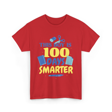 This Boy Is 100 Days Smarter Kids T-Shirt - Red