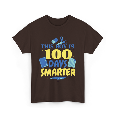 This Boy Is 100 Days Smarter Kids T-Shirt - Dark Chocolate