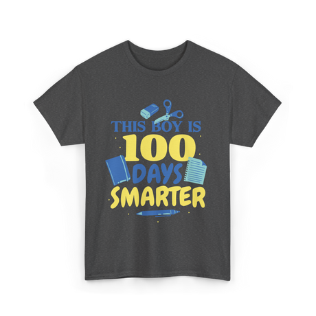 This Boy Is 100 Days Smarter Kids T-Shirt - Dark Heather