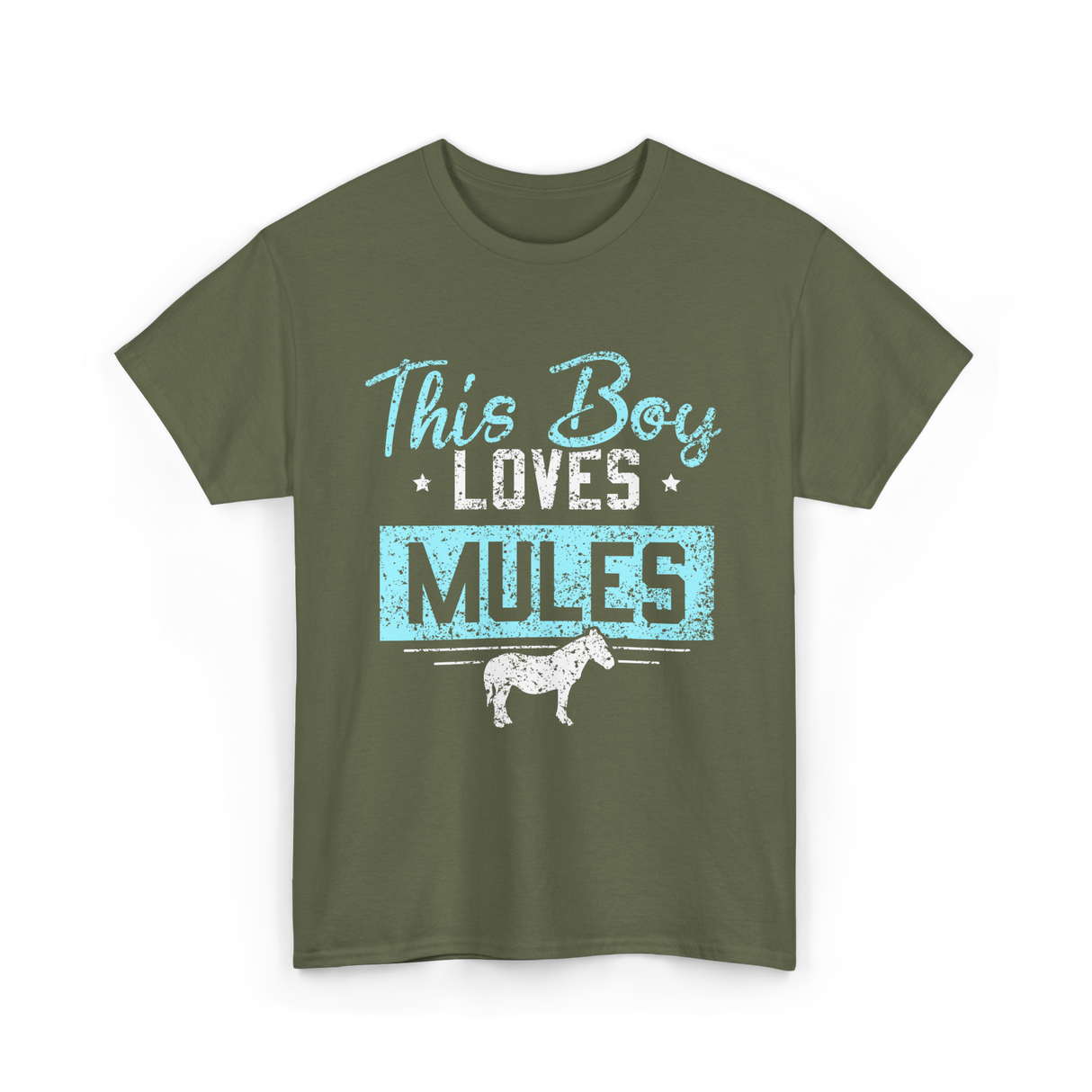 This Boy Loves Mules Animal Lover T-Shirt - Military Green