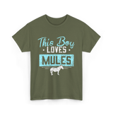 This Boy Loves Mules Animal Lover T-Shirt - Military Green