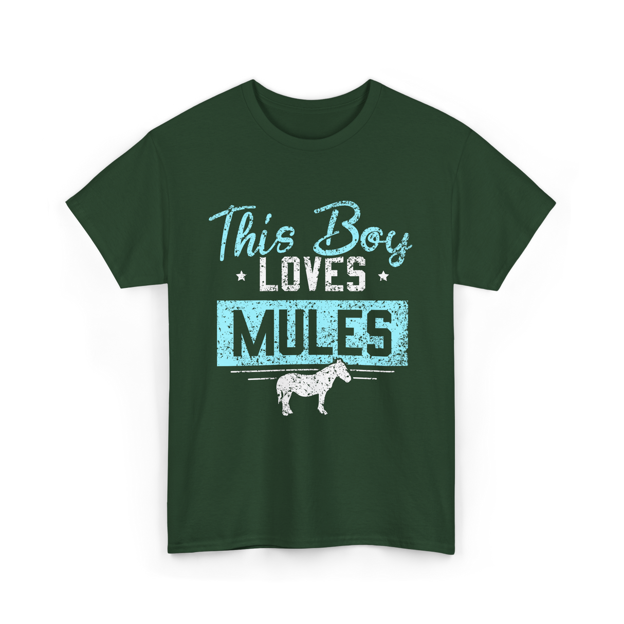 This Boy Loves Mules Animal Lover T-Shirt - Forest Green