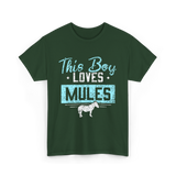 This Boy Loves Mules Animal Lover T-Shirt - Forest Green